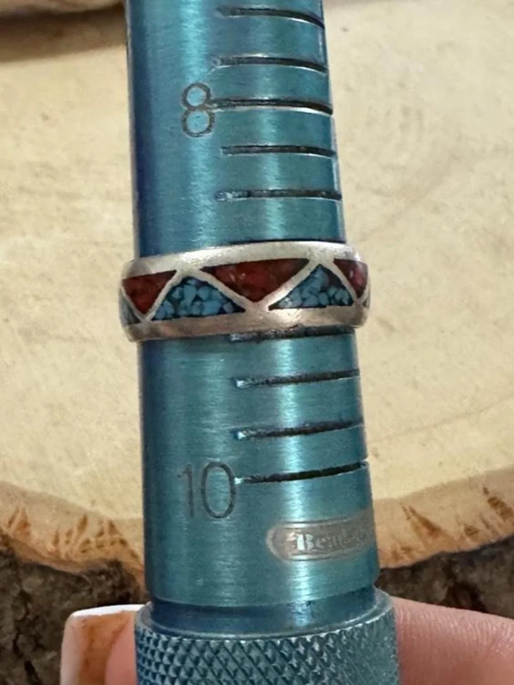 Men Women Vintage Navajo Sterling Silver  Inlay Turquoise Red Coral Band Ring